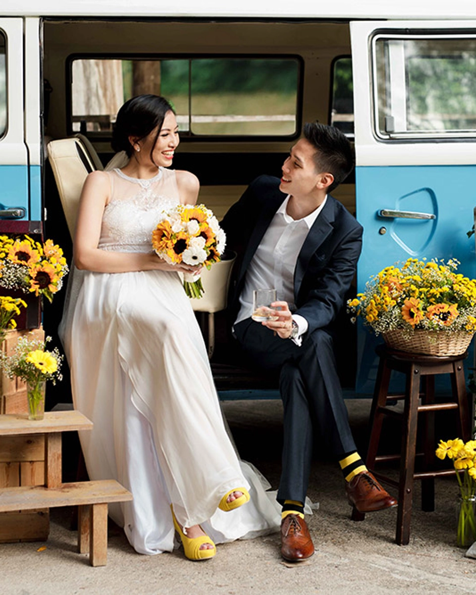 A Cheery Yellow and Navy Garden Wedding in Janda Baik