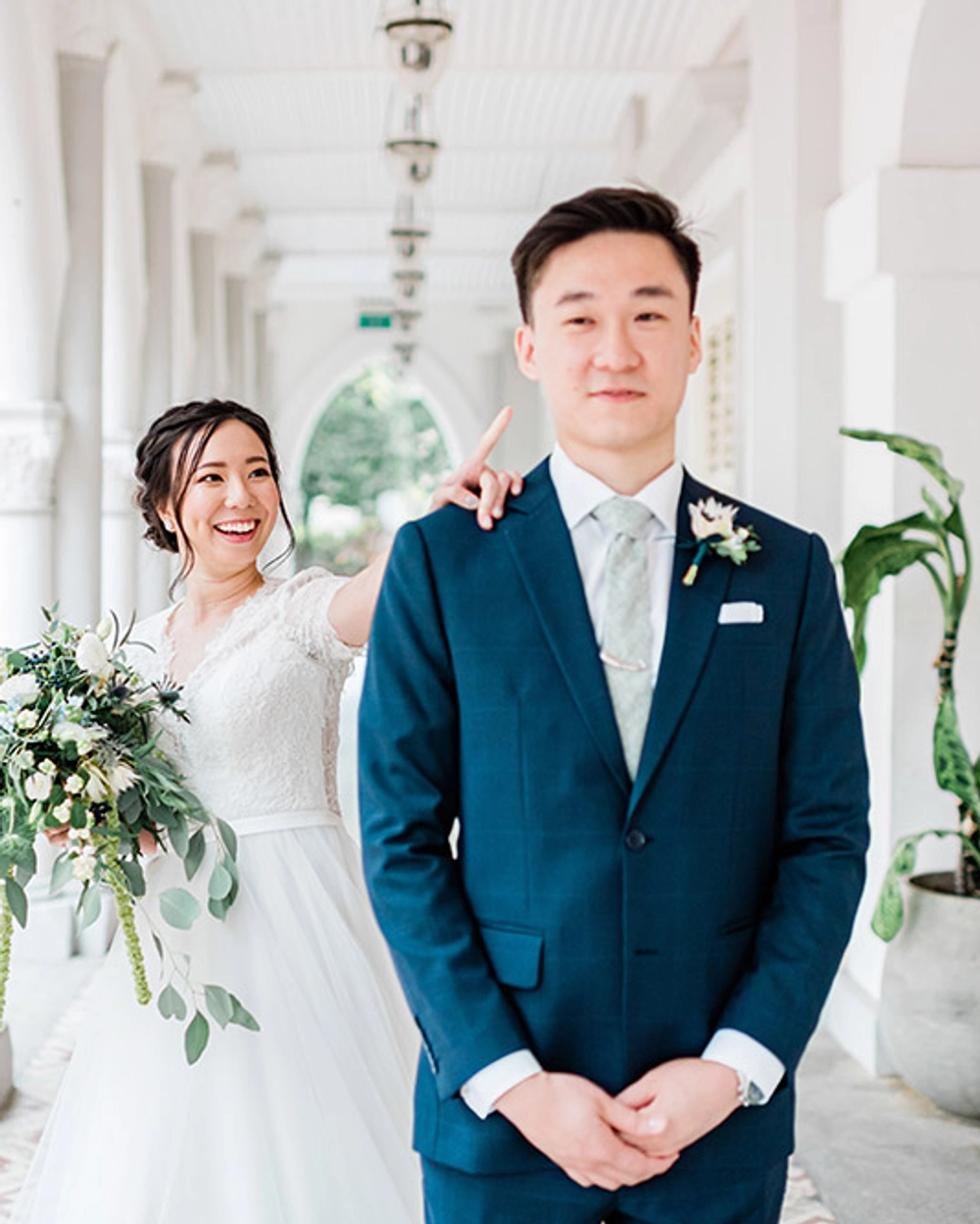 A Classic Blue Simple and Fun Wedding Ceremony at CHIJMES Singapore