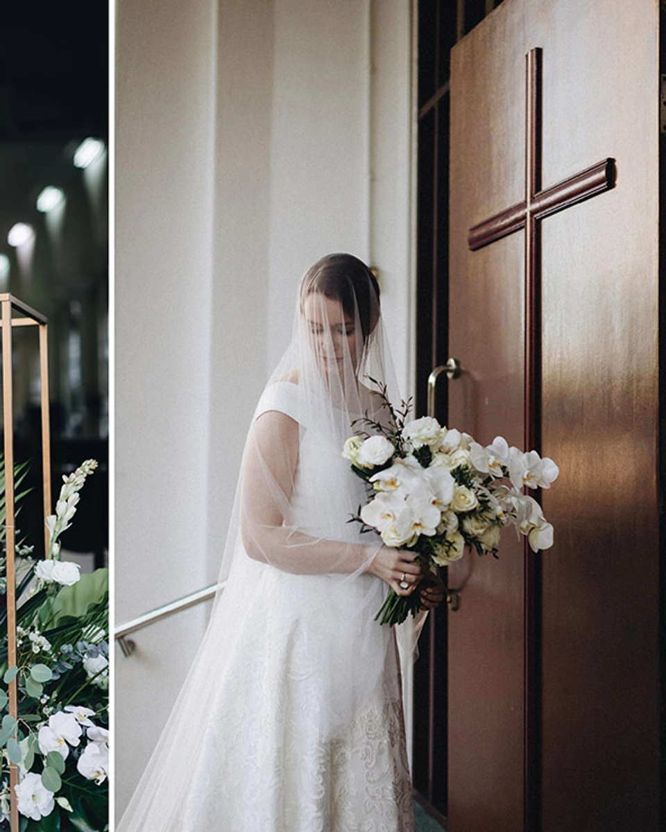 A Classic White and Green Wedding with a Hint of Gold at St John’s Cathedral