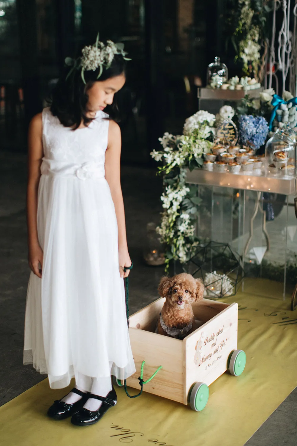 Adorable dog and flowergirl. Photo by Arch and Vow. theweddingnotebook.com