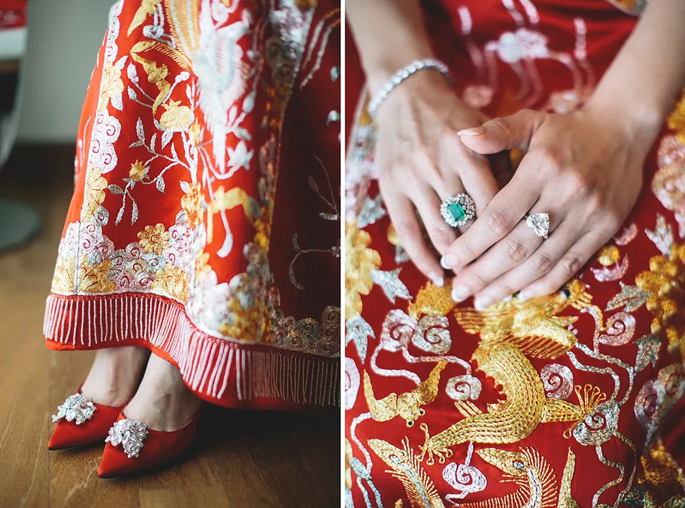 Chinese Qun Kua for wedding. Photo by Adam Ong Photography. theweddingnotebook.com