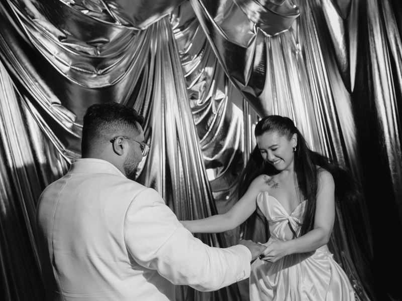 A Sun-Inspired Wedding at a Transformed Industrial Warehouse