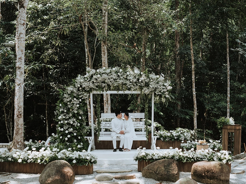 A White and Green Rustic Forest Wedding At Tanah Larwina, Selangor