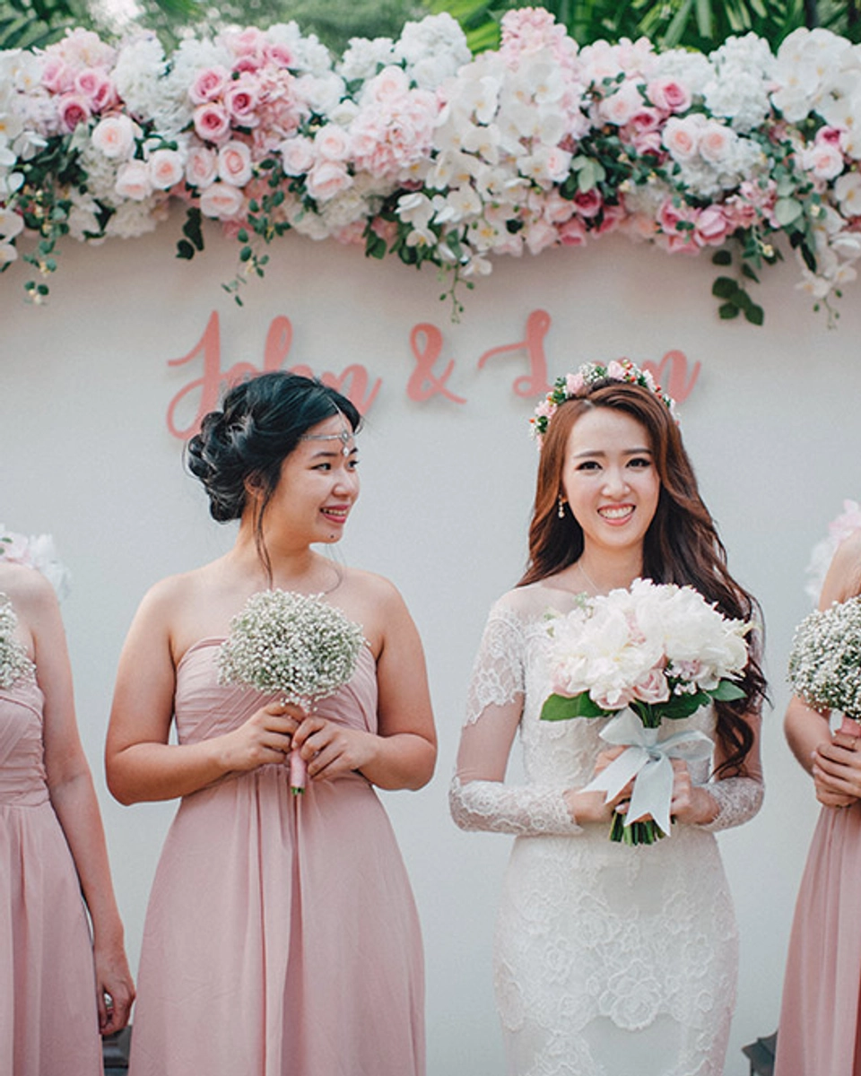 Blush, Gold And Green Backyard Wedding