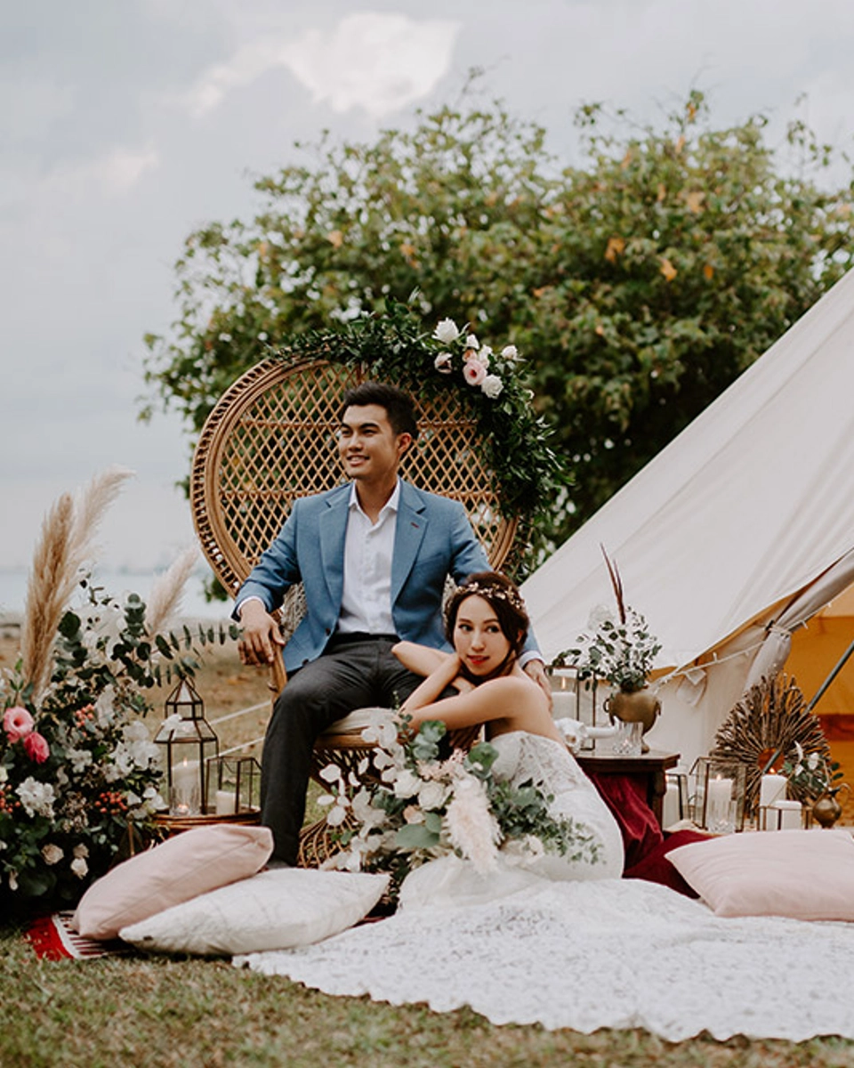 Bohemian Glamping Anniversary Portraits