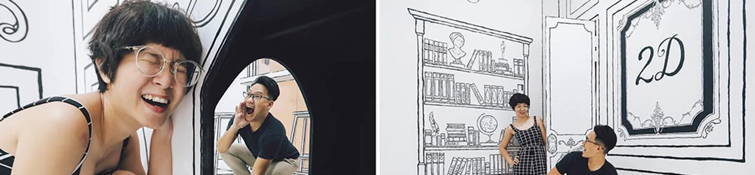 Brilliant Black and White Comic Bridal Portraits at 2D Bubble Tea Café, Sunway Geo Avenue