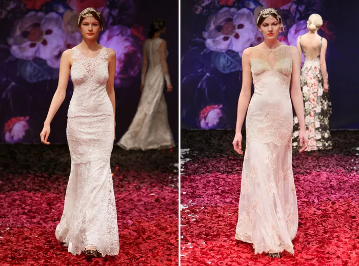 Left: Poppy; Right: Ambrosia. Claire Pettibone Fall 2014 Bridal Collection. theweddingnotebook.com