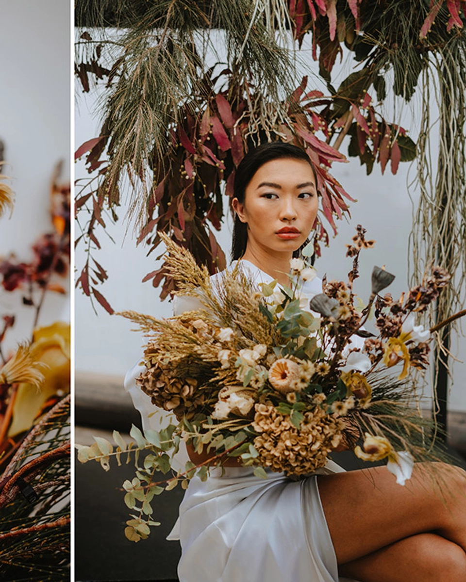 Edgy and Contemporary with Sleek Lines and Wildflowers