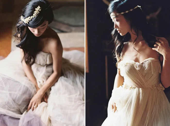 Left: Sonnet Vine; Right:Esmee Headband – Enchanted Atelier By Liv Hart Fall 2015 Collection. Photo by Laura Gordon Photography. theweddingnotebook.com