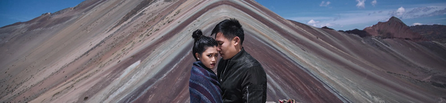 Engagement Portraits Amid the Stunning Hues of Rainbow Mountain, Peru