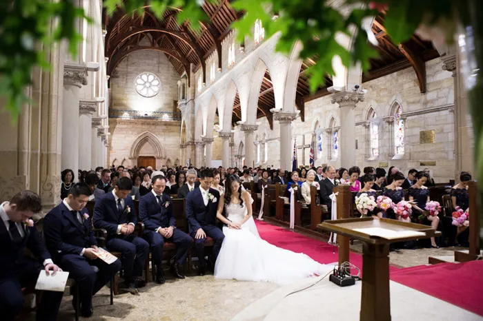 Ceremony wedding at St Thomas’ Anglican Church, North Sydney. Photo by Tealily Photography. theweddingnotebook.com