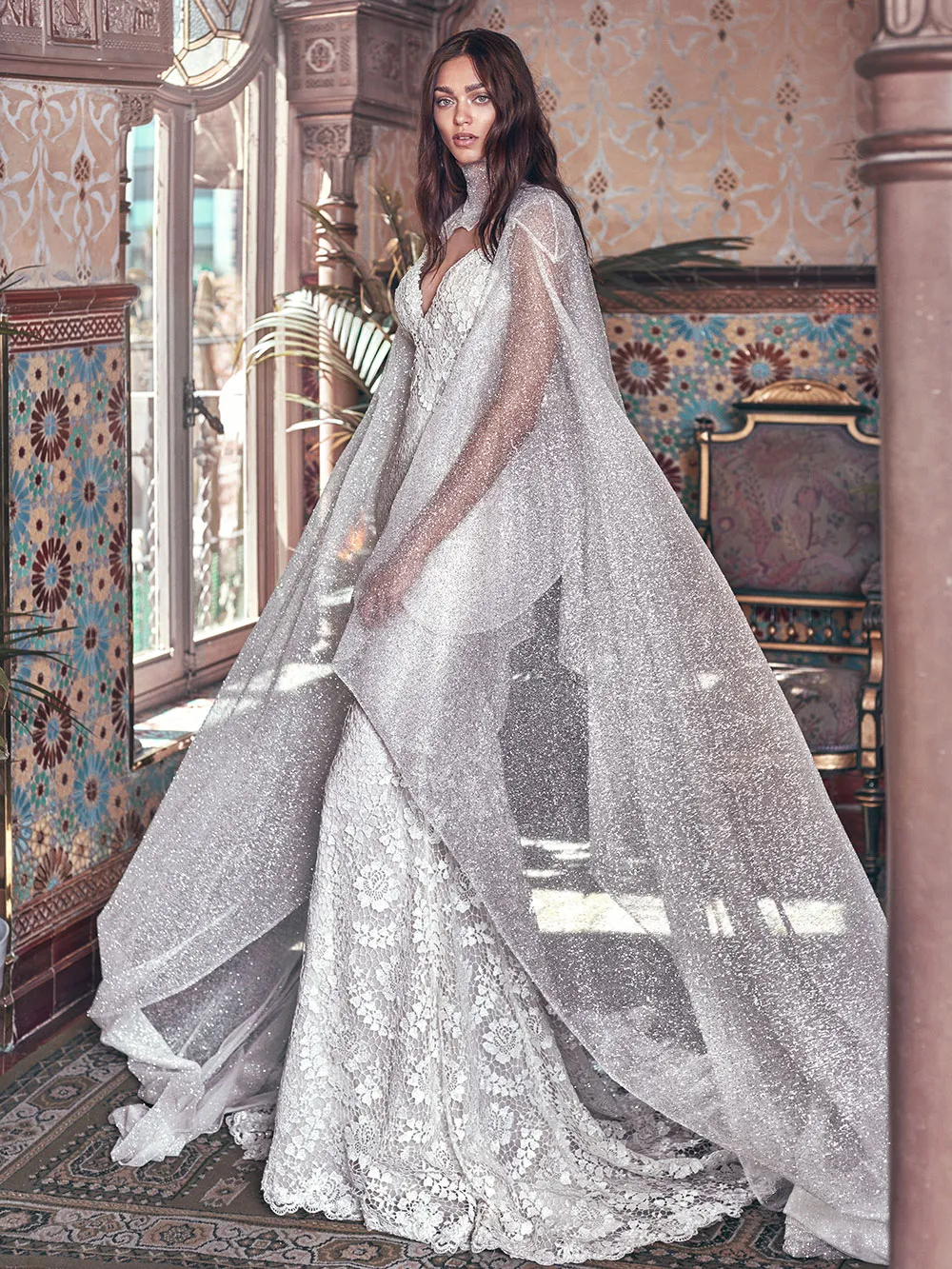 Rayne and Sterling cape - Galia Lahav Spring 2018 Collection. theweddingnotebook.com