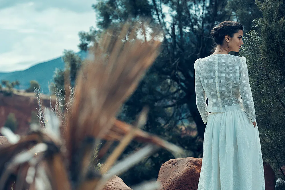 Jaures top Maine skirt - Laure de Sagazan 2019 Bridal Collection. theweddingnotebook.com