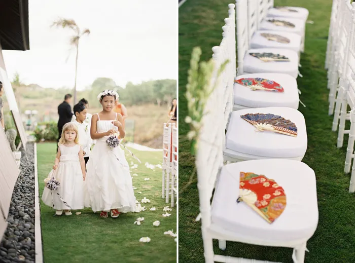 Batik fans for guests. Vicki Grafton Photography. theweddingnotebook.com