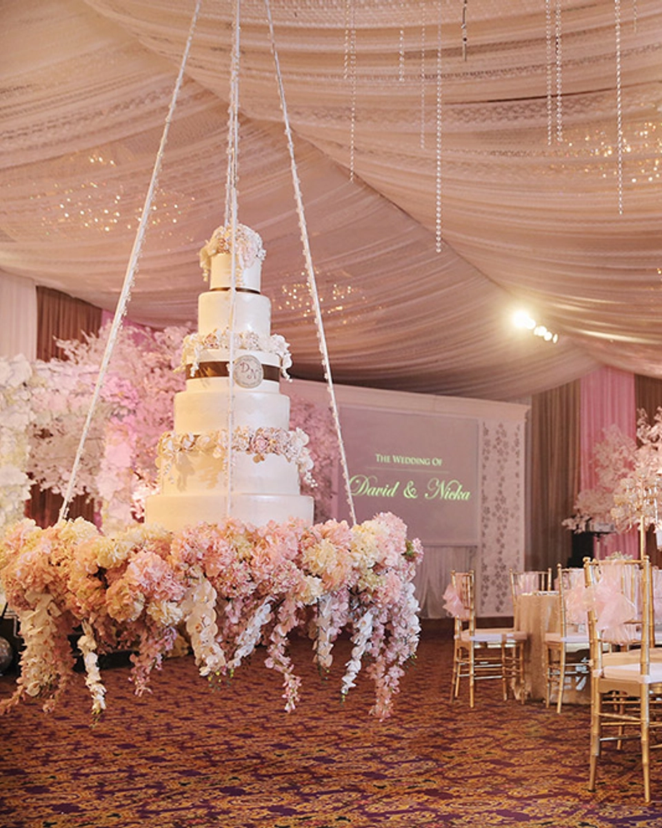 Over The Top Glamorous White, Soft Pink And Gold Wedding