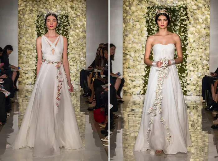 Left: Couture; Right: I'm In Love – Reem Acra Fall 2015 Bridal Collection. theweddingnotebook.com