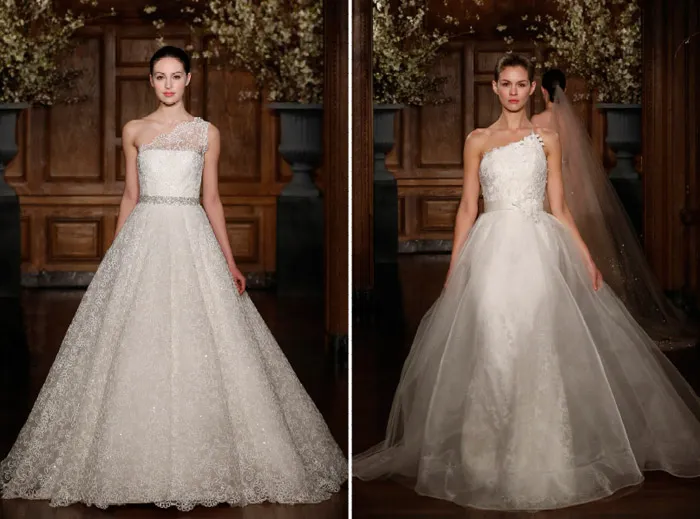 Romona Keveza Couture Spring 2014 Bridal Collection. theweddingnotebook.com. Left: 1990’s – A New Cool; Right: 2000 - Millennium