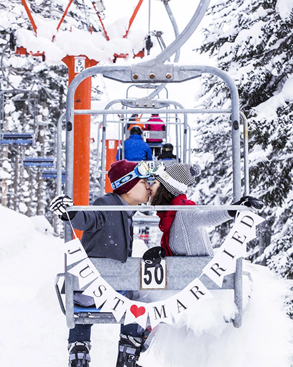 Skiing Bridal Portraits in Niseko, Japan