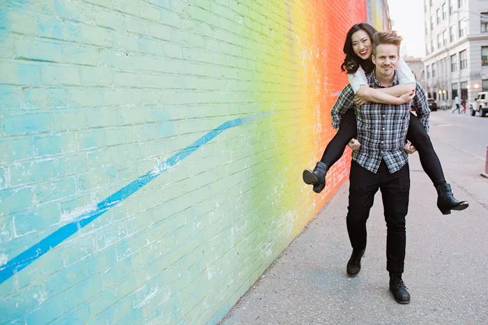 Colourful bridal portraits in Brooklyn. Photo by Anna-Rina Photography. theweddingnotebook.com