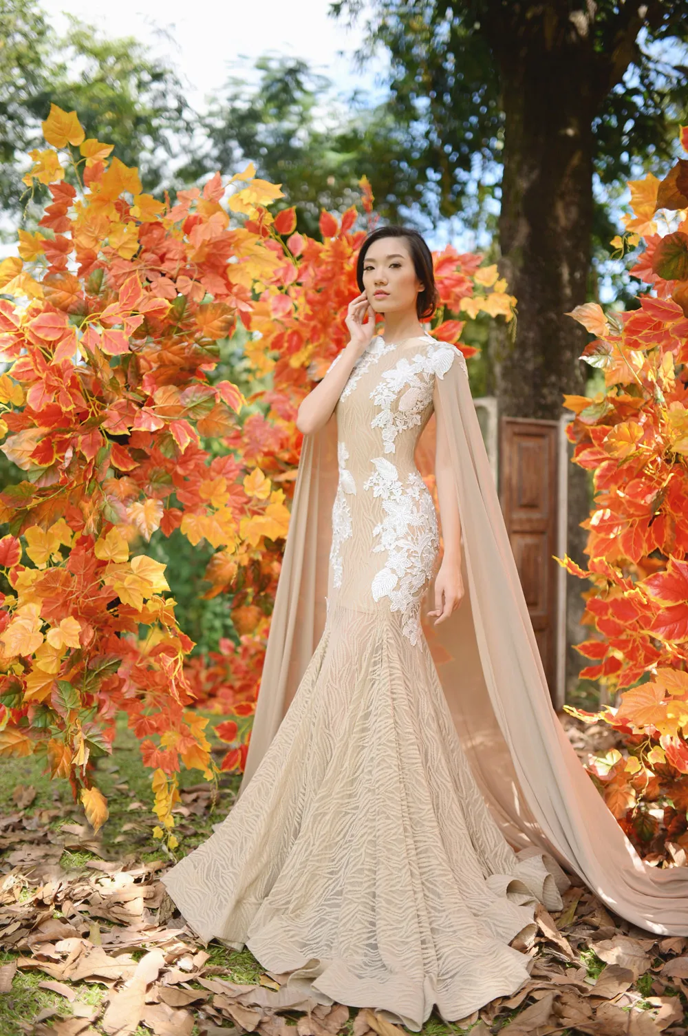 Nude bridal gown. Von Lazaro Bridal Collection. Photo by Jaja Lifestyle Photography. theweddingnotebook.com